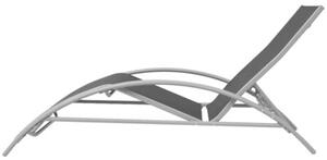 Leżaki ze stolikiem, aluminium, czarny