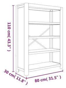 Regał na książki z 4 półkami 80x30x110 cm, lite drewno akacjowe