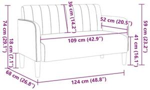Sofa dwuosobowa kremowa 109 cm aksamitna