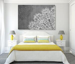 Obraz elementy mandali kwiatowej w wersji czarno-białej