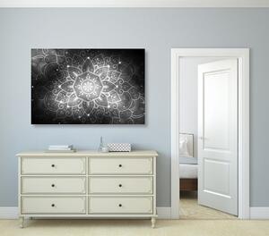 Obraz Mandala z galaktycznym tłem w wersji czarno-białej