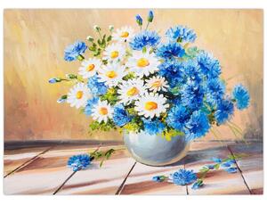 Malowany obraz wazonu z kwiatami (70x50 cm)