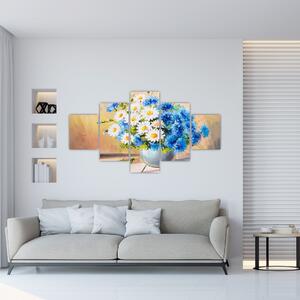 Malowany obraz wazonu z kwiatami (125x70 cm)