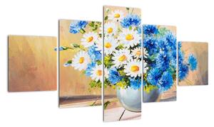 Malowany obraz wazonu z kwiatami (125x70 cm)
