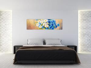 Malowany obraz wazonu z kwiatami (170x50 cm)