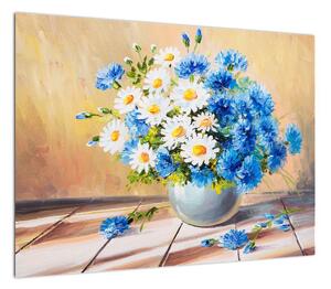 Malowany obraz wazonu z kwiatami (70x50 cm)