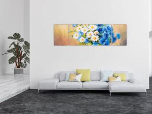 Malowany obraz wazonu z kwiatami (170x50 cm)