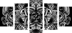 5-częściowy obraz Mandala zdrowia w wersji czarno-białej