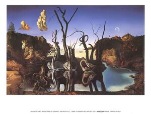 Druk artystyczny Swans Reflecting Elephants 1937, Salvador Dalí