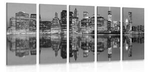 5-częściowy obraz miasto Manhattan w wersji czarno-białej