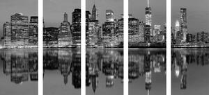 5-częściowy obraz miasto Manhattan w wersji czarno-białej