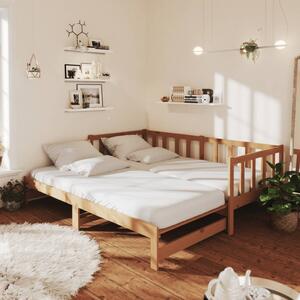 Łóżko wysuwane, lite drewno sosnowe, miodowy brąz, 2x(90x200) cm
