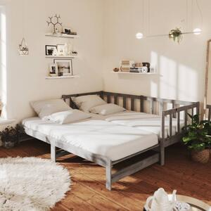 Łóżko wysuwane, szare, lite drewno sosnowe, 2x(90x200) cm