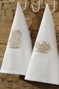Bawełniane ręczniki kuchenne OTTOMAN Biały / srebrny haft