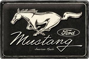 Metalowa tabliczka Ford - Mustang - Logo Black, (30 x 20 cm)