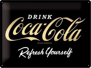 Metalowa tabliczka Coca-Cola - Logo Gold, (40 x 30 cm)