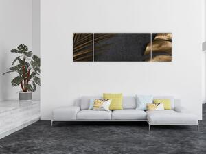 Obraz ze złotymi liśćmi (170x50 cm)