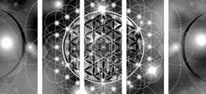 5-częściowy obraz czarująca Mandala w wersji czarno-białej