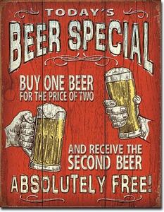 Metalowa tabliczka Todays Beer Special, (30 x 42 cm)