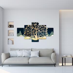 Obraz złotego drzewa (125x70 cm)
