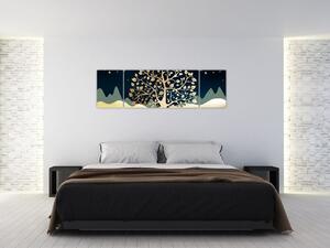 Obraz złotego drzewa (170x50 cm)
