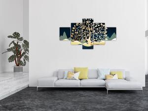 Obraz złotego drzewa (125x70 cm)
