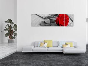 Obraz czerwonej róży (170x50 cm)