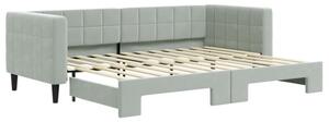 Sofa rozsuwana, jasnoszara, 80x200 cm, aksamit