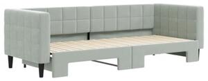 Sofa rozsuwana, jasnoszara, 80x200 cm, aksamit