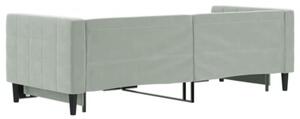 Sofa rozsuwana, jasnoszara, 80x200 cm, aksamit