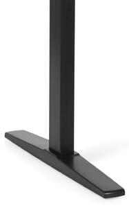 Stół z regulacją wysokości, elektryczną, 675-1325 mm, ergonomiczny lewy, blat 1600x1200 mm, podstawa czarna, dąb naturalny
