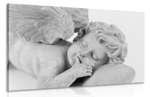 Obraz czarno-biały śpiący aniołek