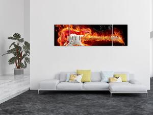 Obraz - Gitara w płomieniach (170x50 cm)