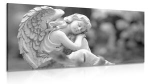 Obraz szczęśliwy anioł w wersji czarno-białej
