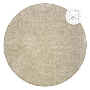 Beżowy okrągły dywan z włókien z recyklingu odpowiedni do prania 133x133 cm Fluffy – Flair Rugs