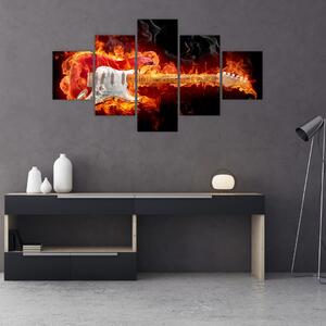 Obraz - Gitara w płomieniach (125x70 cm)