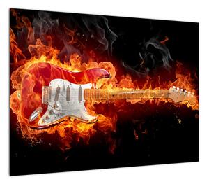 Obraz - Gitara w płomieniach (70x50 cm)