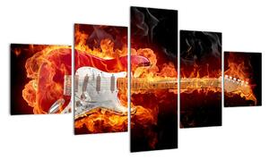 Obraz - Gitara w płomieniach (125x70 cm)