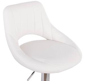 Krzesło barowe ze sztucznej skóry G21 Aletra, pikowane, białe