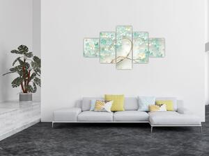 Obraz - Złote kwitnące drzewo (125x70 cm)