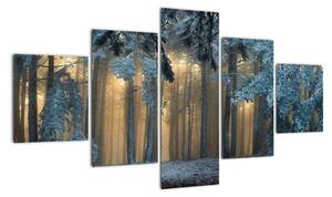 Obraz zaśnieżonego lasu (125x70 cm)