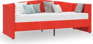 Rama łóżka z USB, winna czerwień, obite aksamitem, 90x200 cm