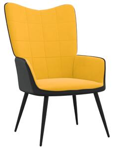 Fotel, musztardowy żółty, obity aksamitem i PVC