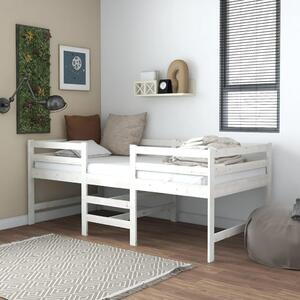 Łóżko średniej wysokości, białe, drewno sosnowe, 90x200 cm