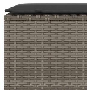 Ławka ogrodowa z poduszką szara 110x30x40,5 cm polirattan