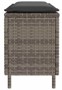 Ławka ogrodowa z poduszką szara 110x30x40,5 cm polirattan
