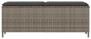 Ławka ogrodowa z poduszką szara 110x30x40,5 cm polirattan