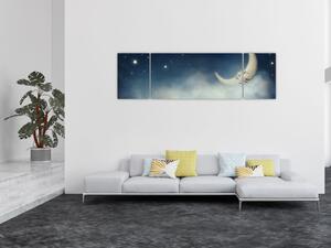 Obraz - Księżyc z gwiazdami (170x50 cm)