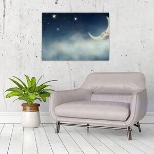 Obraz - Księżyc z gwiazdami (70x50 cm)