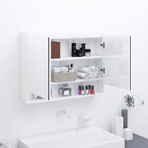 Szafka łazienkowa z lustrem, 80x15x60 cm, MDF, biel z połyskiem